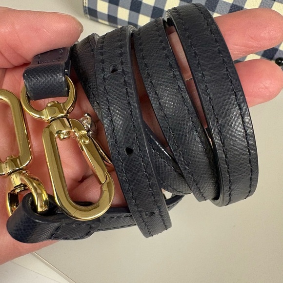 Tory Burch Robinson Navy White Gingham Crossbody - LNC - Picture 11 of 13